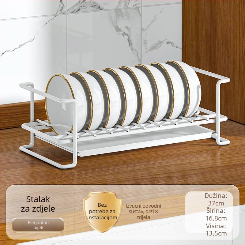 Kuhinjski stalak za sušenje posuđa iznad sudopera, jednoslojni, od nehrđajućeg čelika, sklopivi i odvojivi, bez montaže.