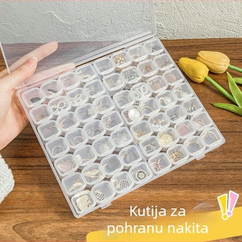 Prijenosna kutija za nakit sa 56 pretinaca, odvojive neovisne pregrade, kapacitet 1 L, model 2024061266, pakiranje 160 komada