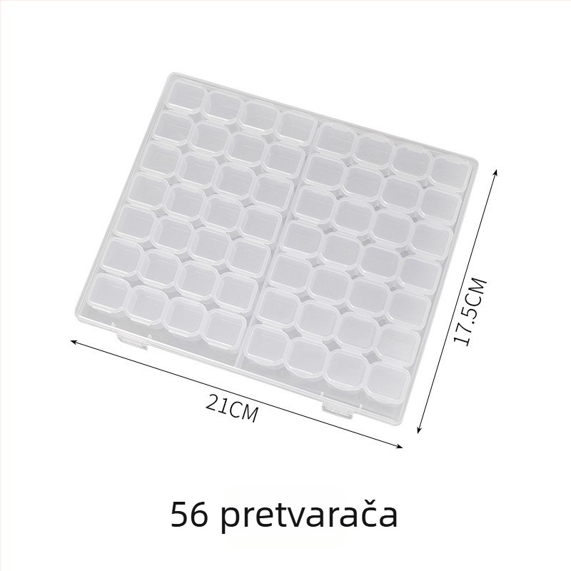 Prijenosna kutija za nakit sa 56 pretinaca, odvojive neovisne pregrade, kapacitet 1 L, model 2024061266, pakiranje 160 komada