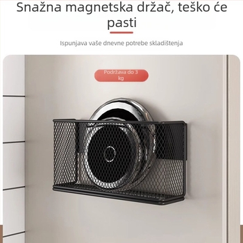 Kuhinjski skladišni stalak s magnetskim ljepilom na zid – 1 etaža, karbonska čelika, magnetski držač folije i organizator boca