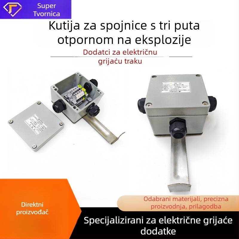 Eksplozijski otporna troputna kutija za spajanje s nosačem, srednji T-tip, 1 ulaz 2 izlaza, IP66