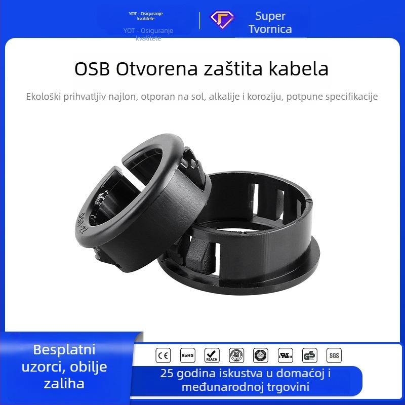 Klip za zaštitu kablova otvorenog tipa, od najlona plastike, za razvodne kutije