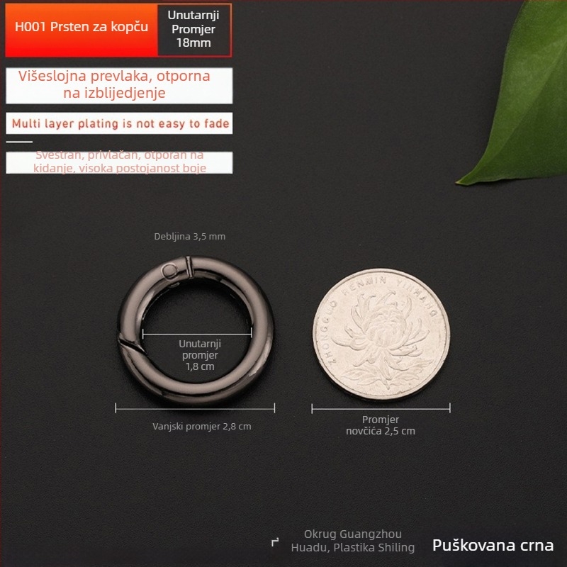 Metalni hardver za torbe – model BG-19, brend Sufeng, opružni prsten od cinkovog legura, mogućnost prilagodbe