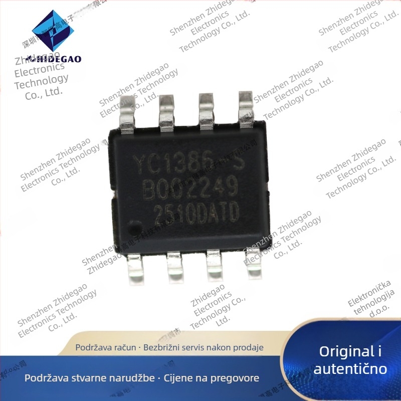 Bluetooth IC za selfie štap s 2,4 GHz protokolom i 32‑bitnim MCU‑jem, SOP‑8 kućište, YC1386-S