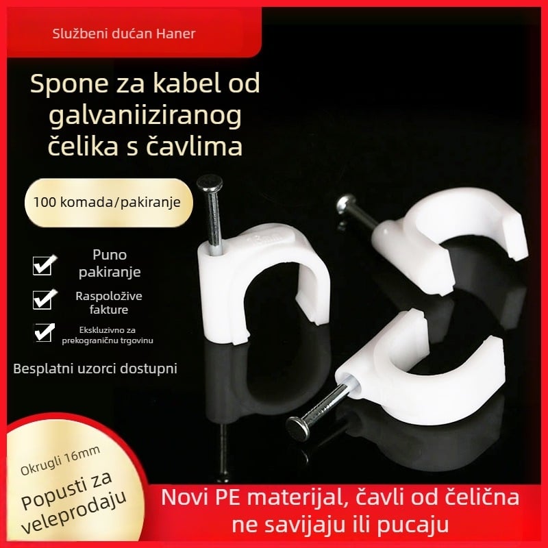 Haner klipovi za kablove s PE-om obojenim visokougljičnim čeličnim klinama, za unutarnje postavljanje i učvršćivanje kablova