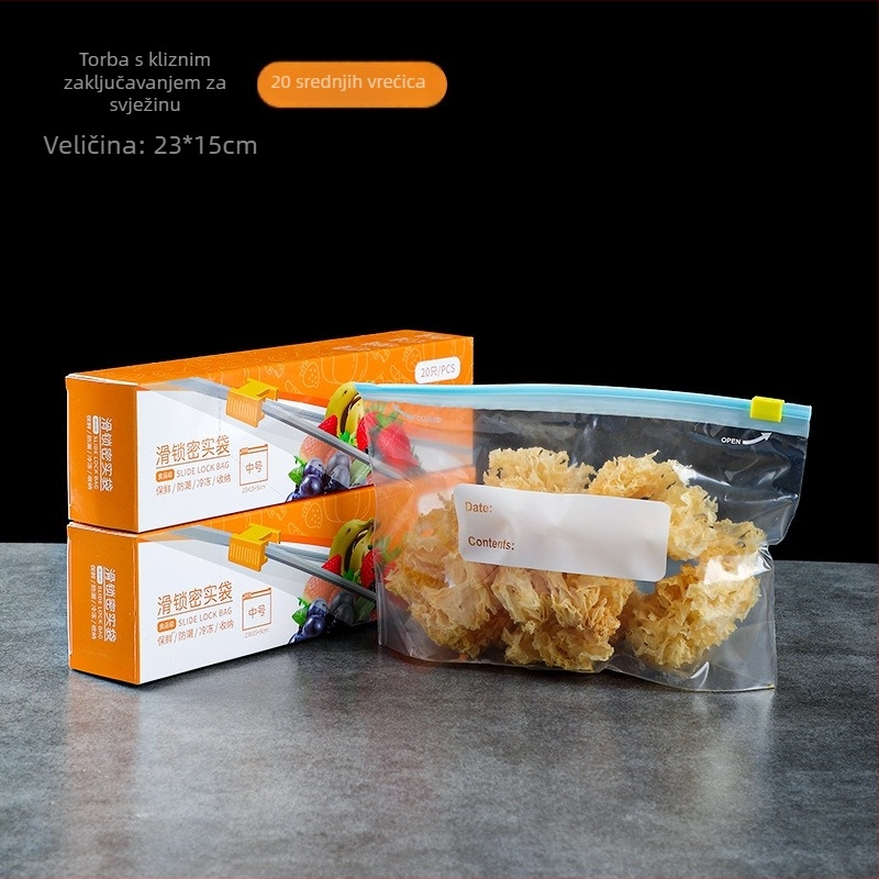 Vrećica za vakuumsko zatvaranje za zamrzivač, prehrambena PE kvaliteta, debeća, samozatvarajuća, za pohranu u hladnjaku, -60°C do 100°C, pakiranje 15/20/25 komada