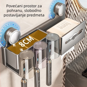 Držač za četkice za zube i posudu za ispiranje usta, zidni, dvodijelni set (Brand Baihan, Materijal Space Aluminum, Premaz: Sprejni Plast, Stil: Moderna Jednostavnost)