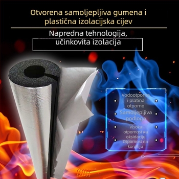 Izolacijski omotač cijevi od gume i plastike, samoljepljivi, toplinska izolacija, otporan na plamen klase B2, toplinska vodljivost 0,03 W/mK, primjena: inženjerski cjevovodi i klimatizacija