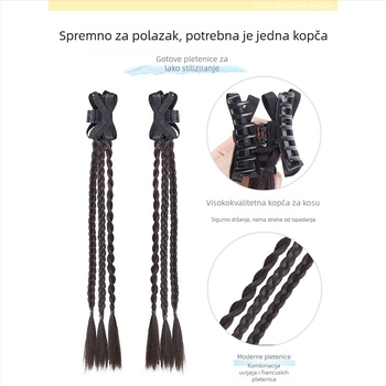 Perika s ponytail pletenicom i vrpcom – ručno izrađeno, žica otporna na visoke temperature, dvostruka pletenica, baletni stil