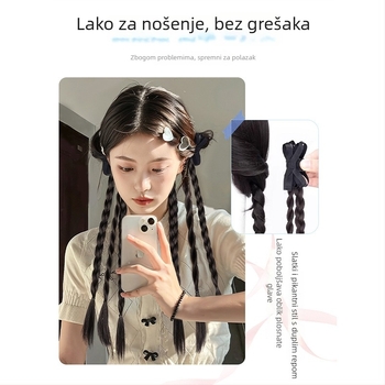 Perika s ponytail pletenicom i vrpcom – ručno izrađeno, žica otporna na visoke temperature, dvostruka pletenica, baletni stil