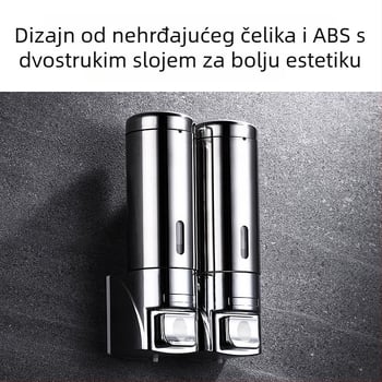 Zidni dozator sapuna od nehrđajućeg čelika i plastike, ručni pritisak, moderan minimalistički dizajn, polirana površina