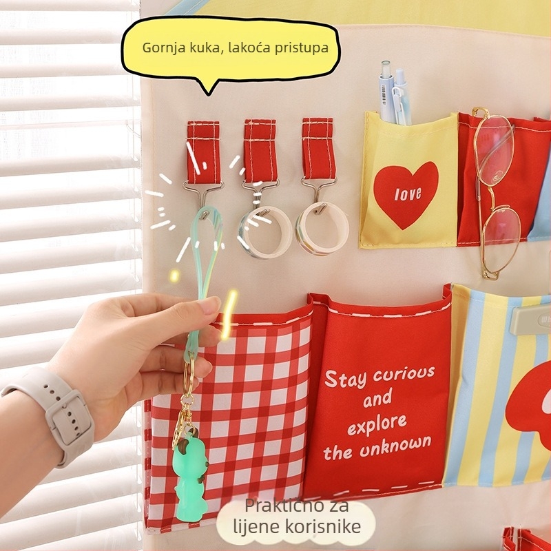 Viseća torba za zid s dizajnom male kućice, Dopamine stil, poliester, višestruko skladištenje u spavaćoj sobi