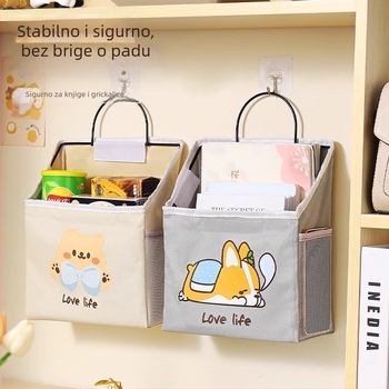 Vješena torba za pohranu za studentski dom – pamuk, model ZH96854, zidni nosač, karikaturni 3D stil, višestruka upotreba