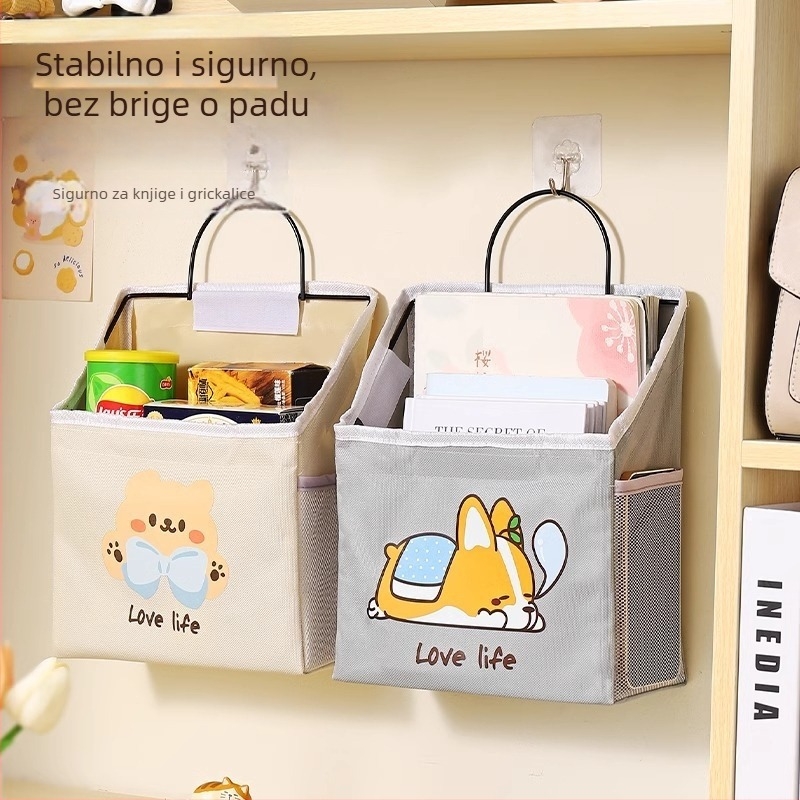 Vješena torba za pohranu za studentski dom – pamuk, model ZH96854, zidni nosač, karikaturni 3D stil, višestruka upotreba