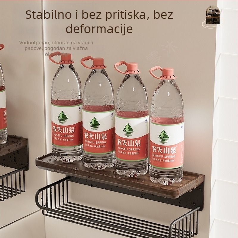 Kutija za toaletni papir od orahovog drveta, zidna montaža bez bušenja, aluminijski okvir, kvadratni oblik, završna obrada voskom