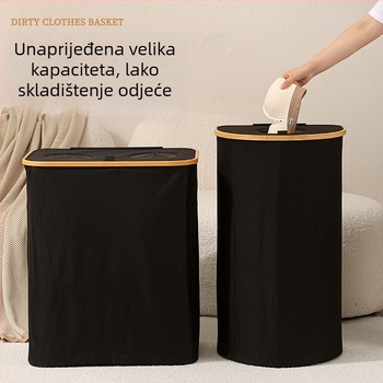 Višenamjenski košarica za kupaonicu za pohranu, s poklopom, sklopa, vodootporna, velika zapremina za odjeću i sitnice; materijal: 600D PU Oxford tkanina