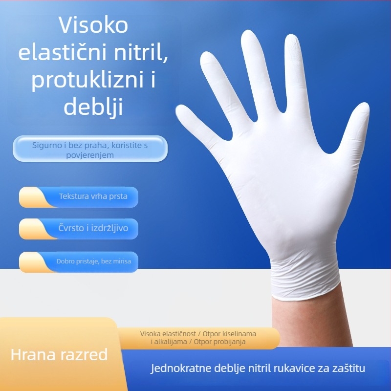 Jednokratne nitrilne rukavice za kuhinju - debele, otporne na ulje, vodonepropusne, otporne na kiseline i alkalije.