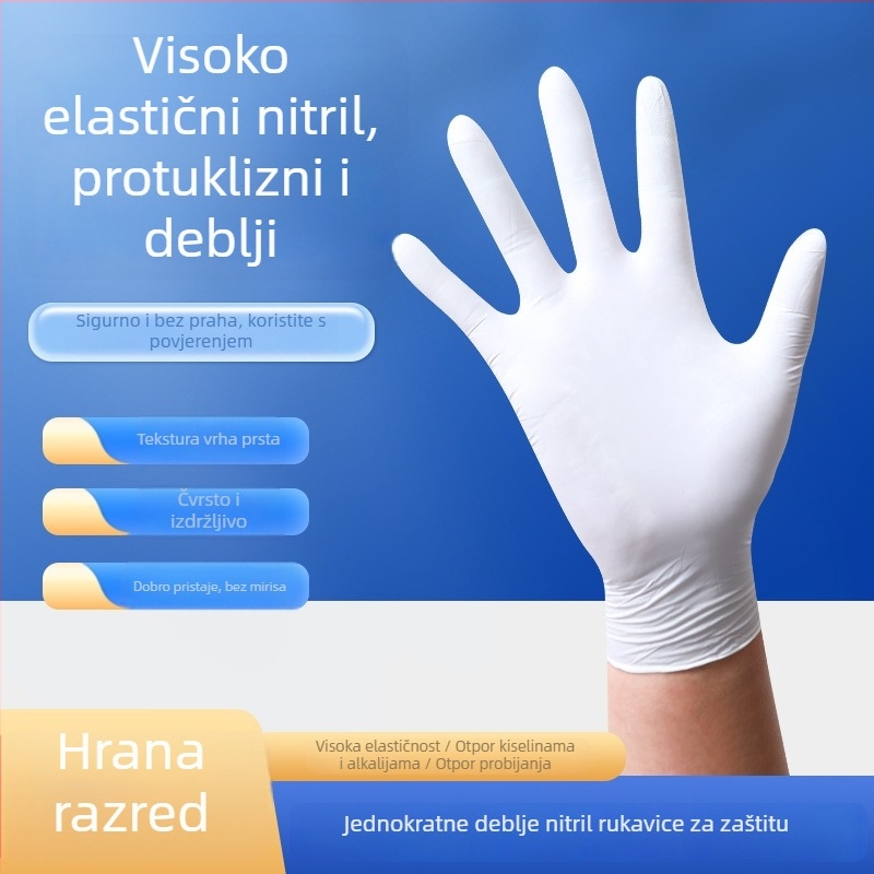 Jednokratne nitrilne rukavice za kuhinju - debele, otporne na ulje, vodonepropusne, otporne na kiseline i alkalije.