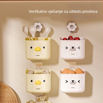 Spremnik za češnjak, đumbir i mladi luk – zidni držač s vakuumskom čašom, PET materijal, Model A, karikatura dizajn