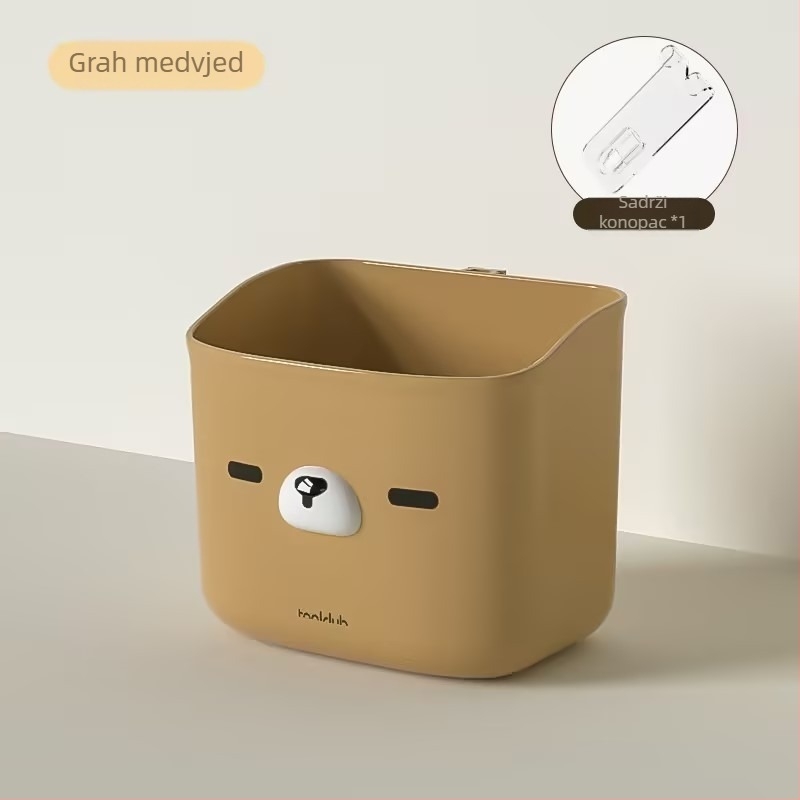 Spremnik za češnjak, đumbir i mladi luk – zidni držač s vakuumskom čašom, PET materijal, Model A, karikatura dizajn