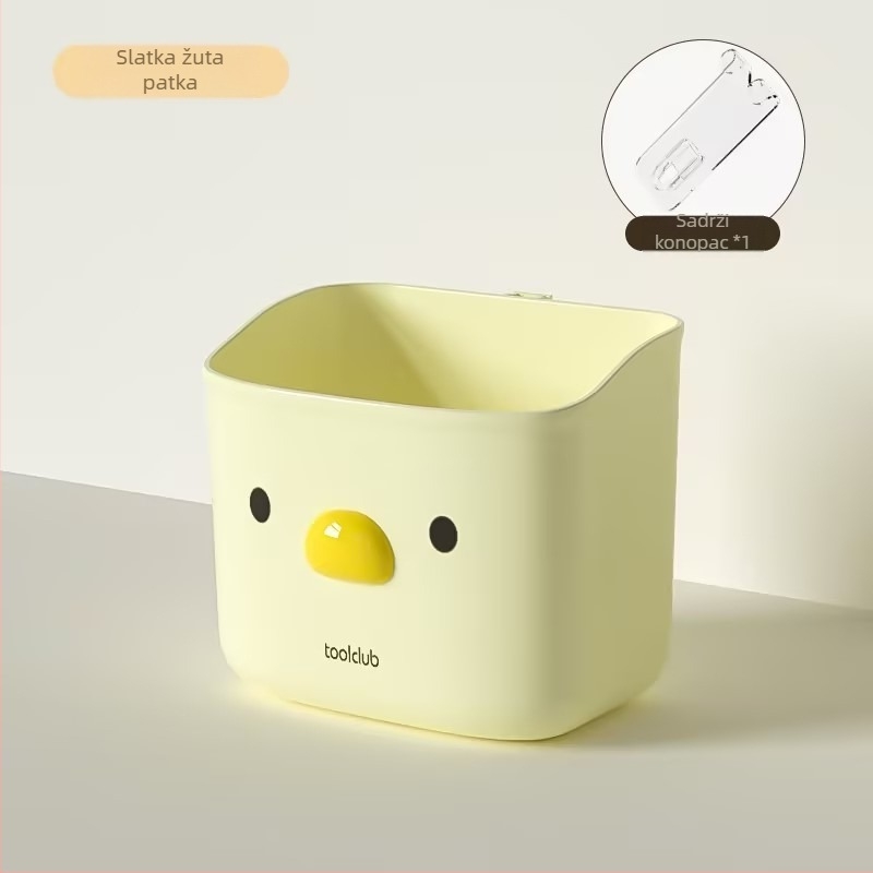Spremnik za češnjak, đumbir i mladi luk – zidni držač s vakuumskom čašom, PET materijal, Model A, karikatura dizajn