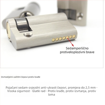 Cilindar za vrata – mesing, model 69686, moderan jednostavan stil, težina 100 g