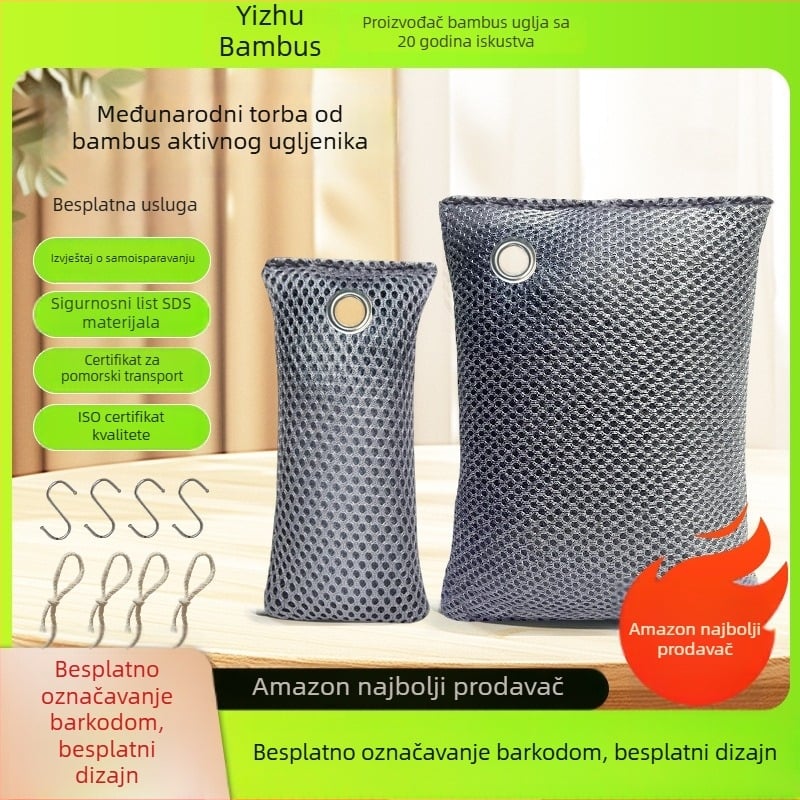 Torba od bambusovog ugljena za uklanjanje formaldehida, za ormariće i prostorije, 75 g, miris bambusovog ugljena