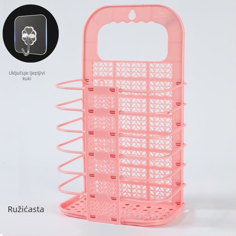 Sklopiva zidna košara za prljavo rublje, montaža bez bušenja, plastična košara za kupaonicu, moderni minimalistički stil.