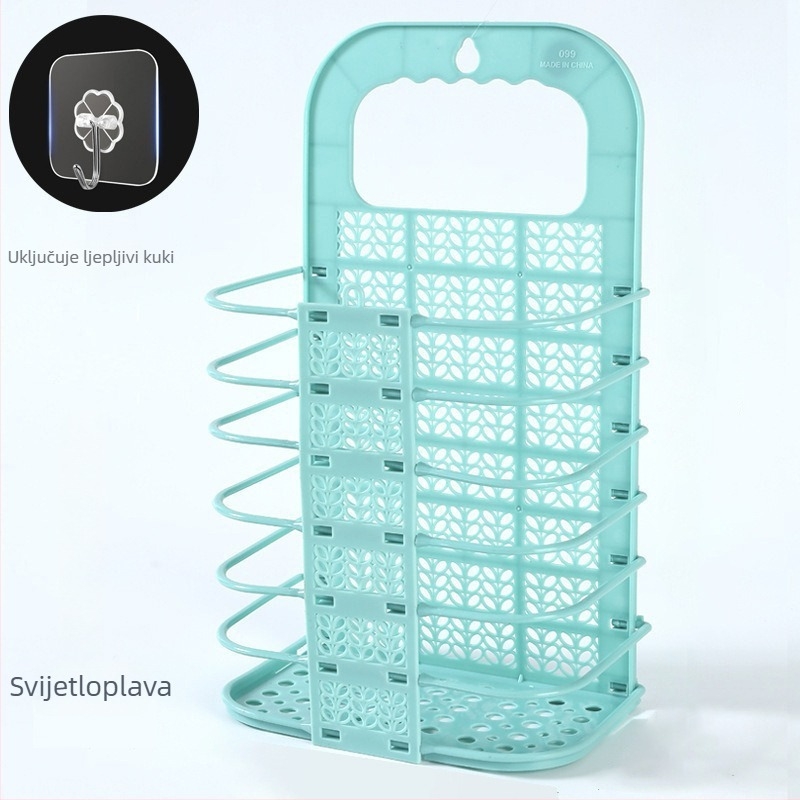 Sklopiva zidna košara za prljavo rublje, montaža bez bušenja, plastična košara za kupaonicu, moderni minimalistički stil.