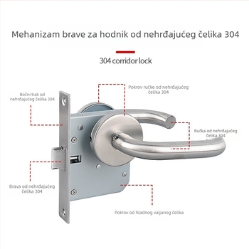 Brava za prolazna vrata – protupožarna, s drškom od nehrđajućeg čelika, model Aisle lock, ključ, pogodna za škole i bolnice