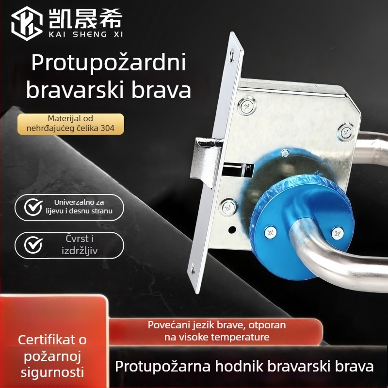 Brava za prolazna vrata – protupožarna, s drškom od nehrđajućeg čelika, model Aisle lock, ključ, pogodna za škole i bolnice