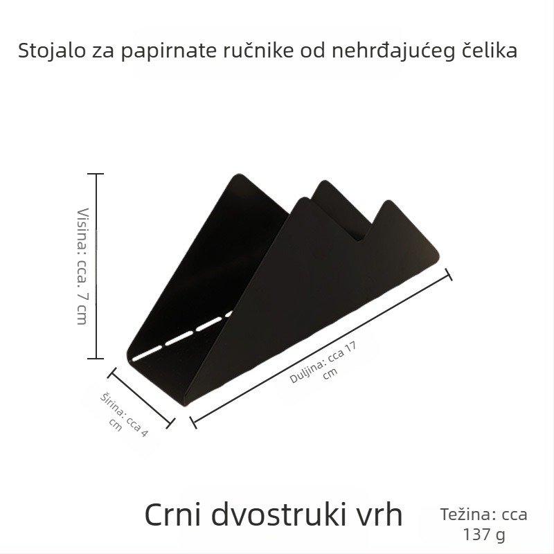 Držač salveta od nehrđajućeg čelika s oglednim završetkom, elektroplirano, kvadratnog oblika, dvostruki vrh dizajn