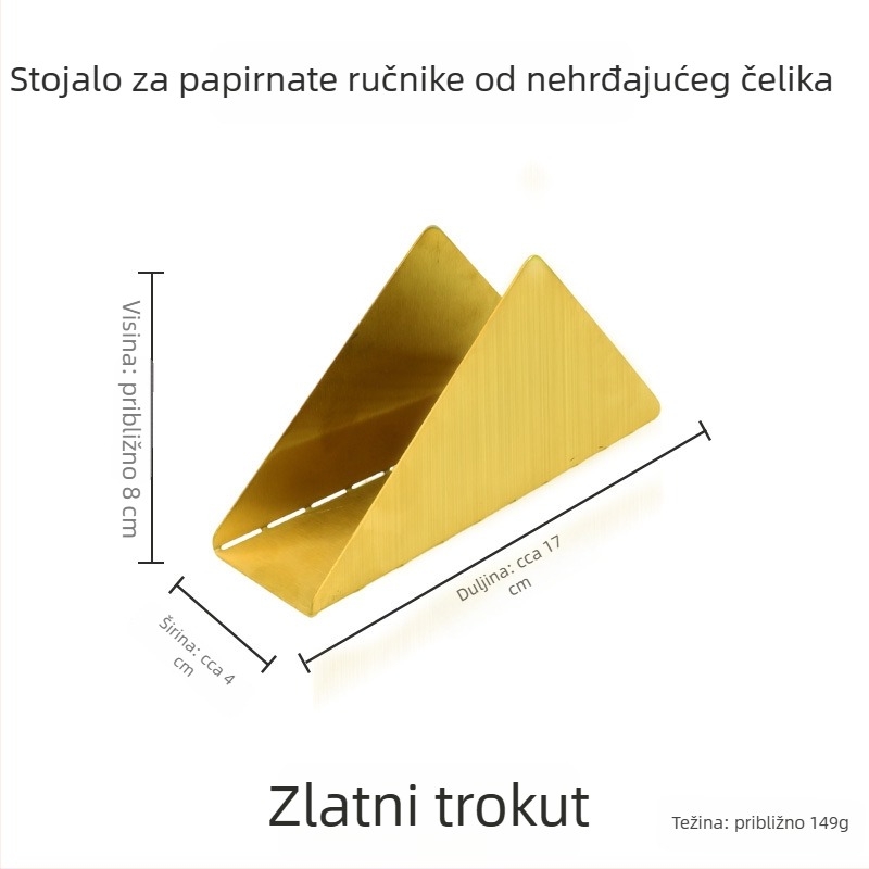 Držač salveta od nehrđajućeg čelika s oglednim završetkom, elektroplirano, kvadratnog oblika, dvostruki vrh dizajn