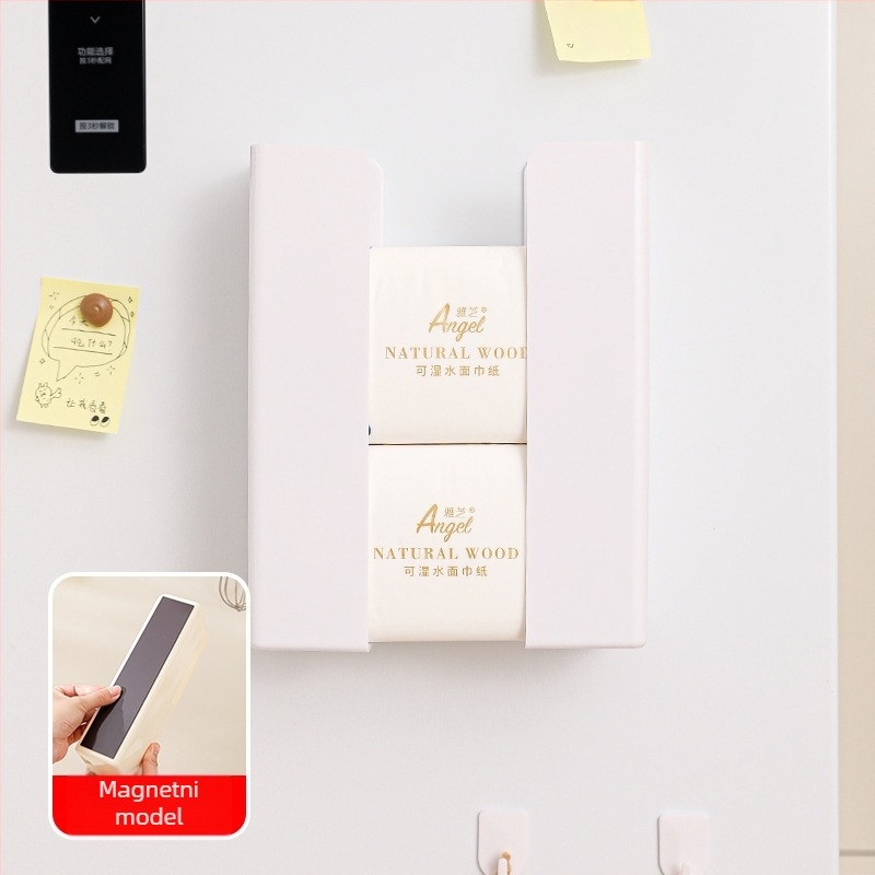 Magnetska kutijica za papirnate ubruse za kuhinju i hladnjak; držač za mokre maramice, plast, vodootporan, bez bušenja