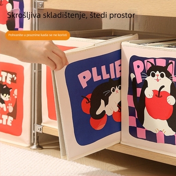 Kutija za pohranu od tkanine, sklopiva, ladica-stil, kapacitet 35 L, karikatura uzorak, moderni minimalistički stil