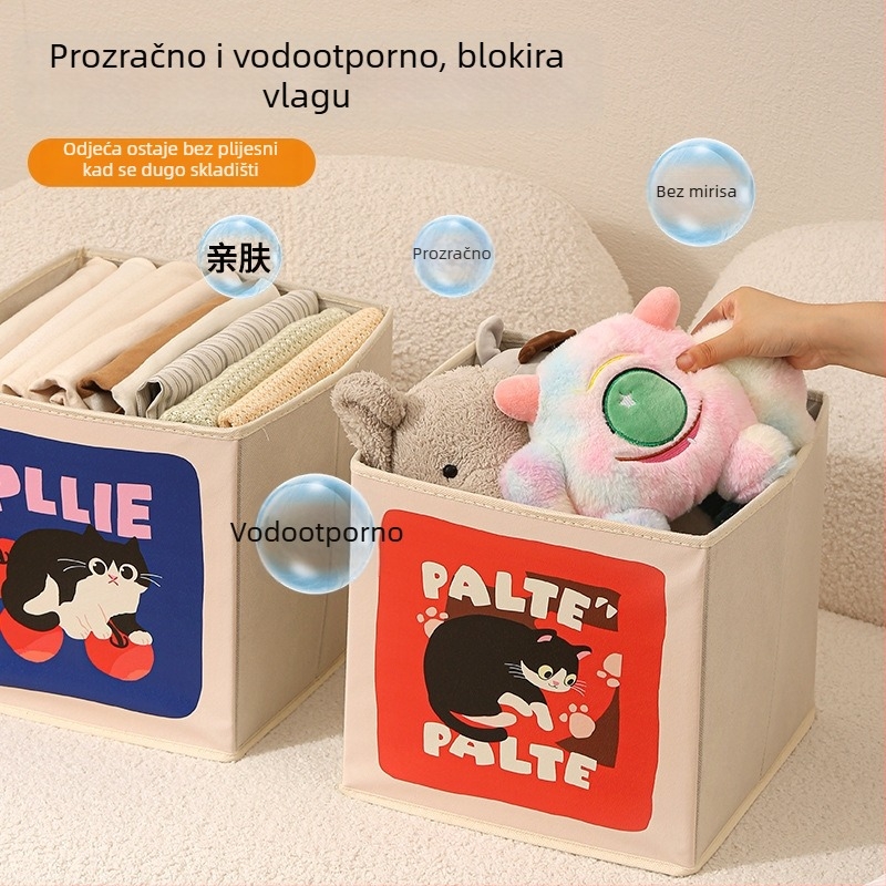 Kutija za pohranu od tkanine, sklopiva, ladica-stil, kapacitet 35 L, karikatura uzorak, moderni minimalistički stil