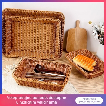 Plastična pravokutna košara za pohranu kruha, voće i povrće, retro stil, set od 50 komada