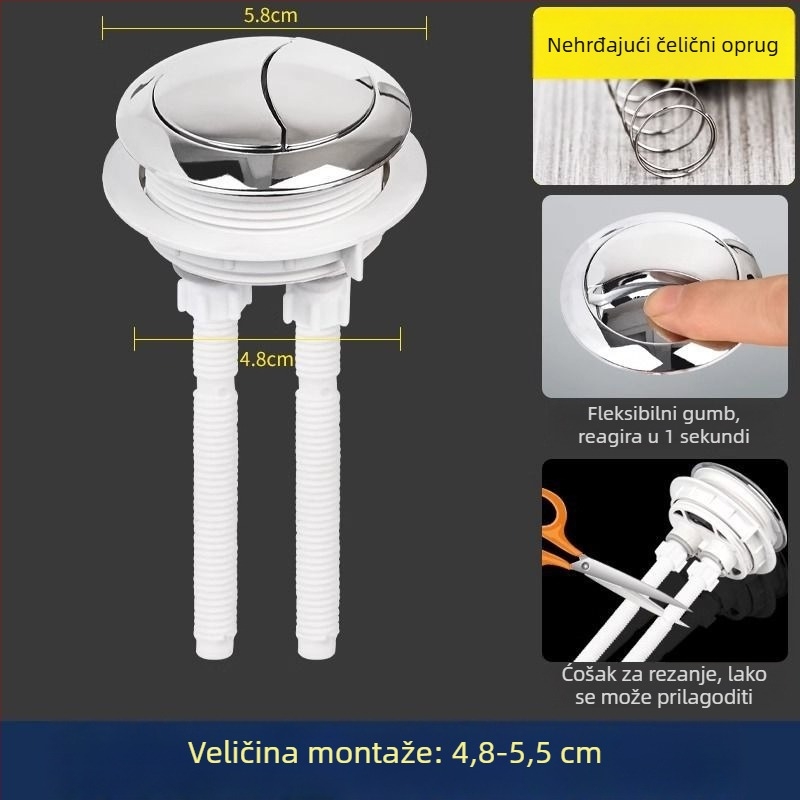 Gumb spremnika WC-a - univerzalni prekidač, okrugli debeli gumb, dodatak; Materijal: Drugo; CE certifikacija; Značka: Drugo; Instalacijske usluge: Ne