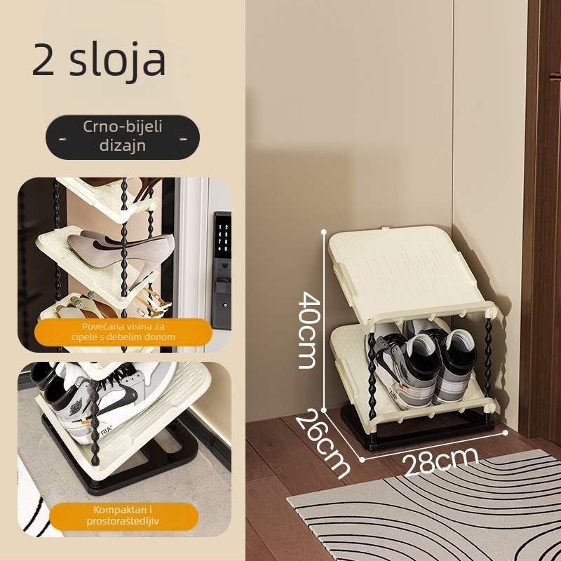 Polica za cipele s nagibom, 6 etaža, PP materijal, moderni minimalistički stil, postavljena na pod, pogodna za tenisice, čizme i visoke potpetice