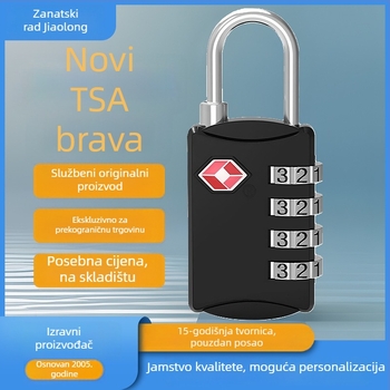 JLGY TSA sigurnosna brava za prtljagu s lozinkom - cinkova legura, model TSA customs lock, debljina šipke 3 mm, razmak šipki 15 mm