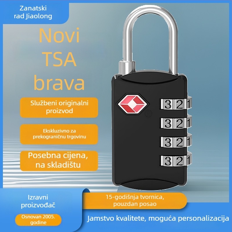 JLGY TSA sigurnosna brava za prtljagu s lozinkom - cinkova legura, model TSA customs lock, debljina šipke 3 mm, razmak šipki 15 mm
