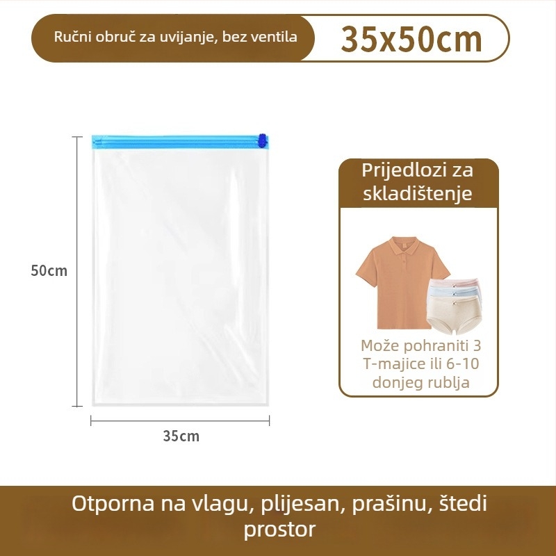 Putna vakuumska vrećica za odjeću s ručnim navijanjem i pumpom, PET+PE materijal, 180 komada u kutiji, lansirano 2022.