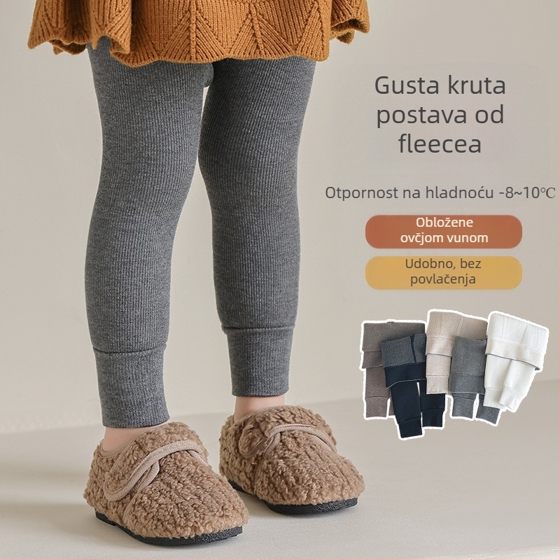 Dječje leggingsice za djevojčice – otvor na preponskom dijelu, duljina 9/10, visoki struk, jesen-zima, 90% poliester