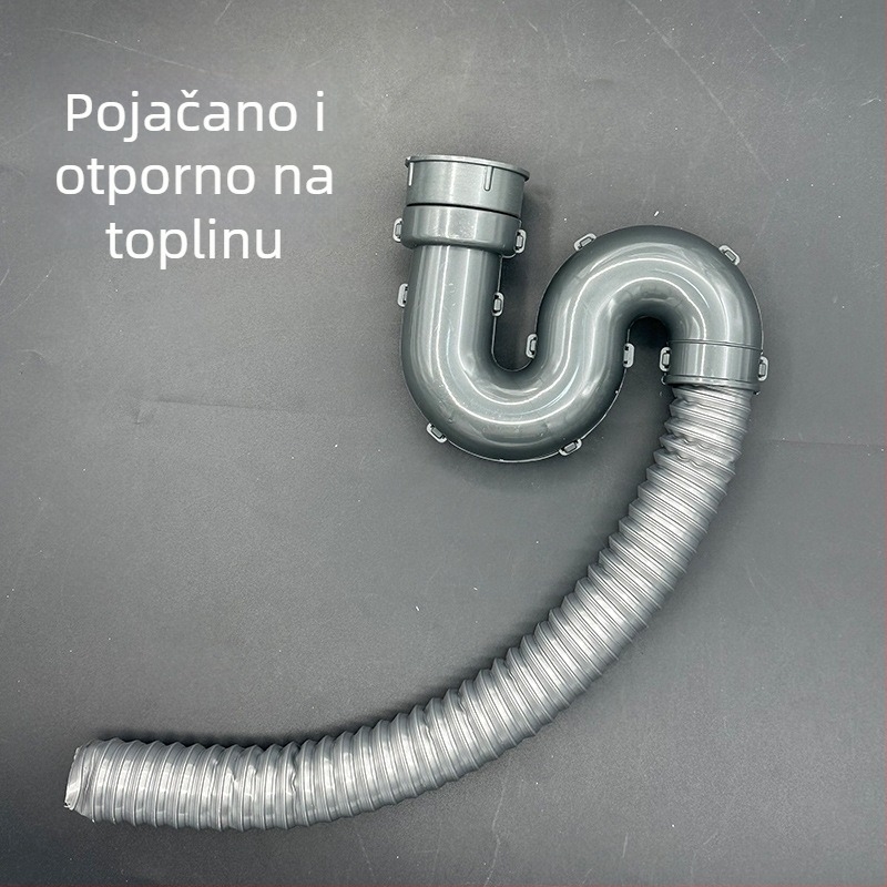 Set odvoda za kuhinjsku sudoperu, za jednobojnu i dvostruku posudu, Skrivina, polipropilen, vučni tip, prilagodljivo obrađivanje