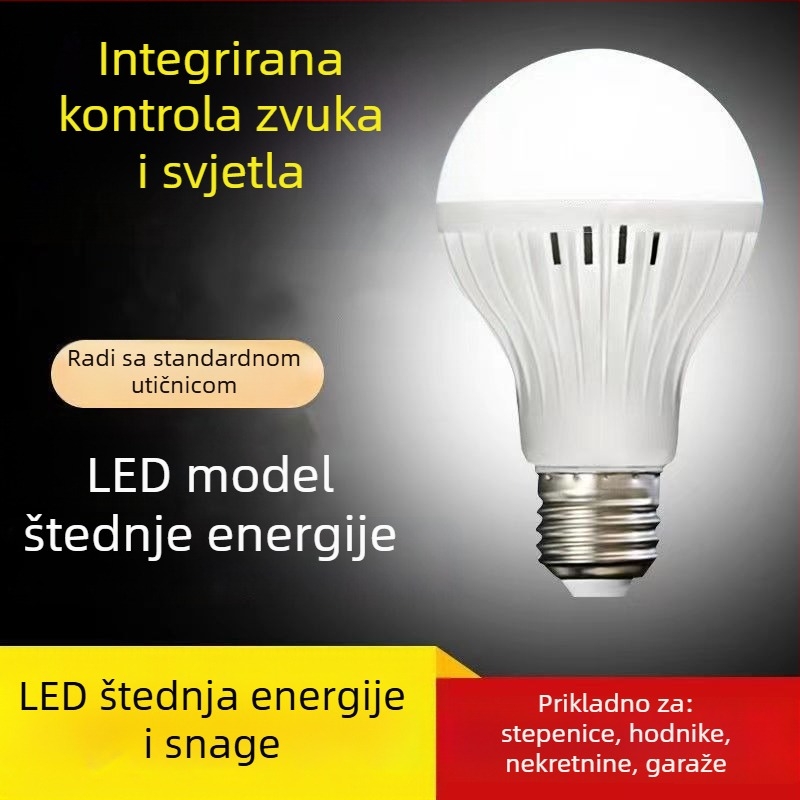 LED žarulja s kontrolom zvuka i svjetla, 220V, 100 lm, 360° snop, IP65, E27 navoj
