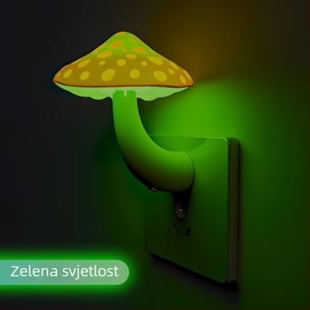 Noćna lampica u obliku gljive sa senzorom svjetla, priključna na utičnicu 220V, ABS sjenilo