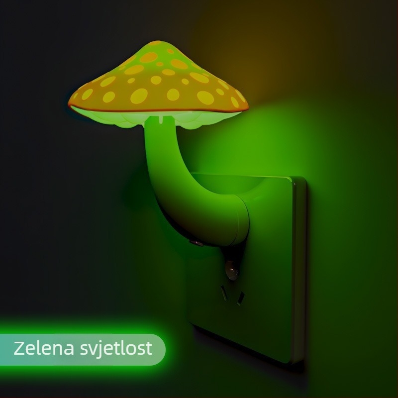Noćna lampica u obliku gljive sa senzorom svjetla, priključna na utičnicu 220V, ABS sjenilo