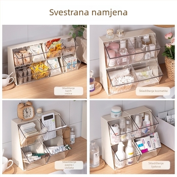 Stolna kutija za pohranu – ABS plast, 12 L, prašćootporan preklopni poklopac, za vrećice čaja, kapsule kave i grickalice