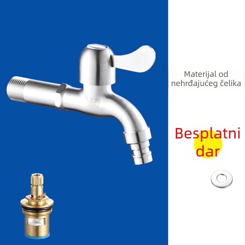Zidni miješalni ventil za perilicu i umivaonik, 304 nehrđajući čelik, model V5004, jednoručni upravljač, zidna montaža, nominalni tlak 0.8–1.2 MPa