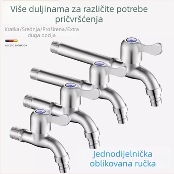Slavina za perilicu rublja od nehrđajućeg čelika 304, zidna montaža, brzo otvaranje, keramički disk ventil, promjer sjedišta 20 mm